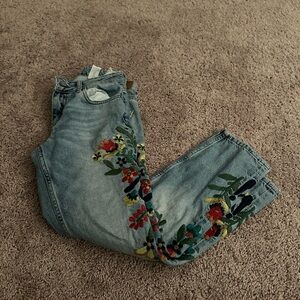 Zara floral embroidered jeans